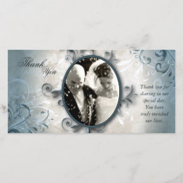 結婚Thanks You Photo Card - ヴィンテージの葉 サンキューカード