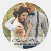 結婚Thanks You Photo Favor Stickers R ラウンドシール (正面)