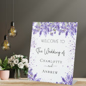 結婚welcome lavender花模様名スクリプト 台座サイン