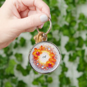 結晶に埋め込まれた蘭の花 キーホルダー (手)
