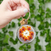 結晶に埋め込まれた蘭の花 キーホルダー (手)
