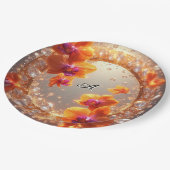 結晶に埋め込まれた蘭の花 ペーパープレート (アングル)