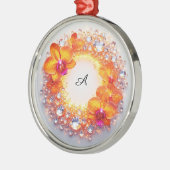 結晶に埋め込まれた蘭の花 メタルオーナメント (左)