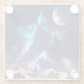結晶の山のファンタジー景観 ガラスコースター (裏面)