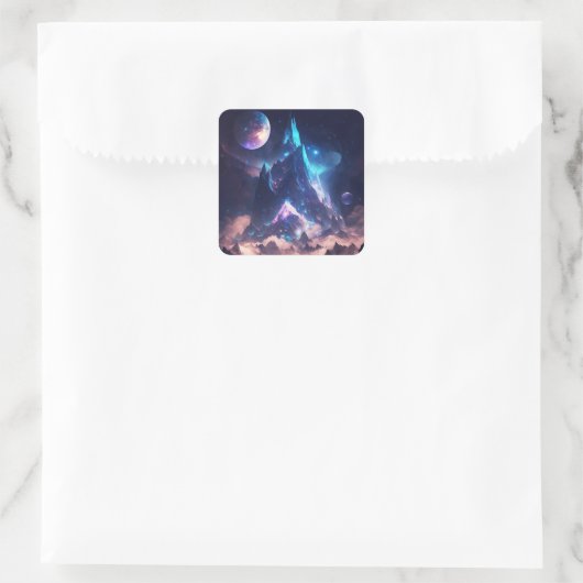 結晶の山のファンタジー景観 スクエアシール (バッグ)