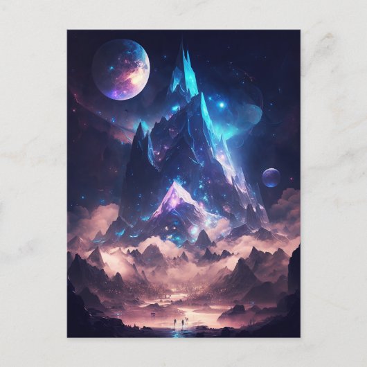 結晶の山のファンタジー景観 ポストカード (正面)
