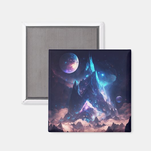 結晶の山のファンタジー景観 マグネット (正面/裏面)