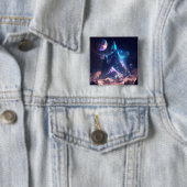 結晶の山のファンタジー景観 缶バッジ (インサイチュ)