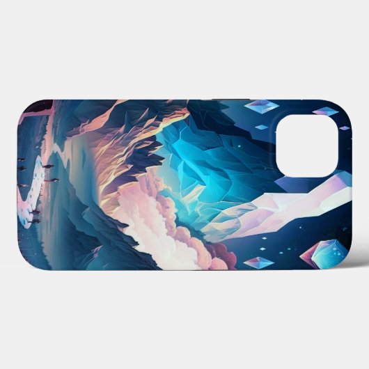 結晶の山のファンタジー風景ケースメイトiP Case-Mate iPhoneケース (裏面 (横))