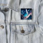 結晶の山のファンタジー風景ボタン 缶バッジ (インサイチュ)