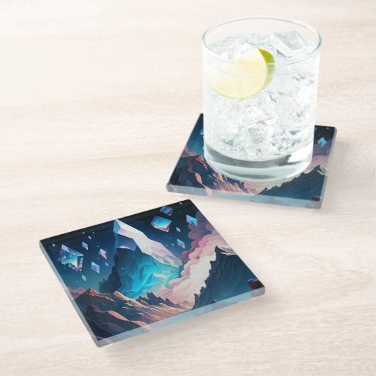 結晶の山ファンタジー景観ガラスコース ガラスコースター (アングル)