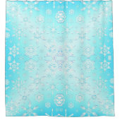 結晶の雪片パターン シャワーカーテン (正面)