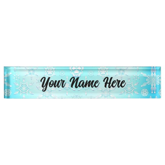 結晶の雪片パターン デスクネームプレート (正面)