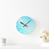 結晶の雪片パターン ラウンド壁時計 (ホーム)