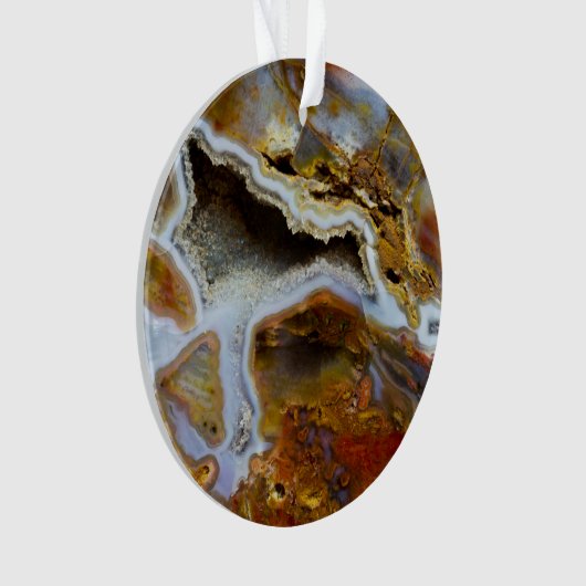 結晶を持つ石化された木材 オーナメント (正面)
