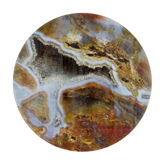 結晶を持つ石化された木材 カッティングボード (正面)