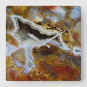 結晶を有する石化木材 スクエア壁時計 (正面)