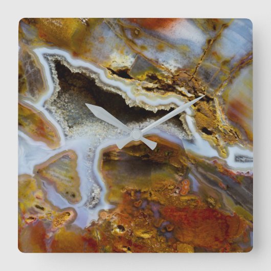 結晶を有する石化木材 スクエア壁時計 (正面)