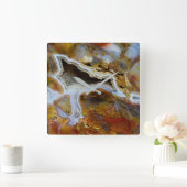 結晶を有する石化木材 スクエア壁時計 (ホーム)