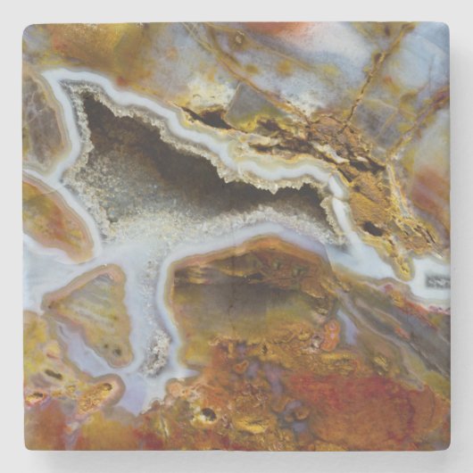 結晶を有する石化木材 ストーンコースター (正面)