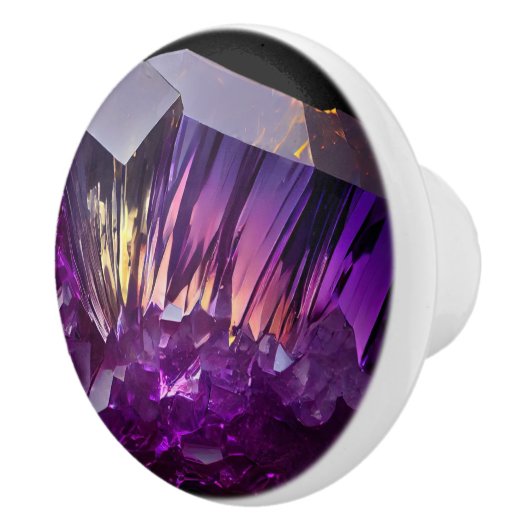 結晶アメジスト宝石製のツマミ セラミックノブ (右)