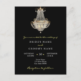 結晶エレガントシャンデリア結婚式招待状 ポストカード