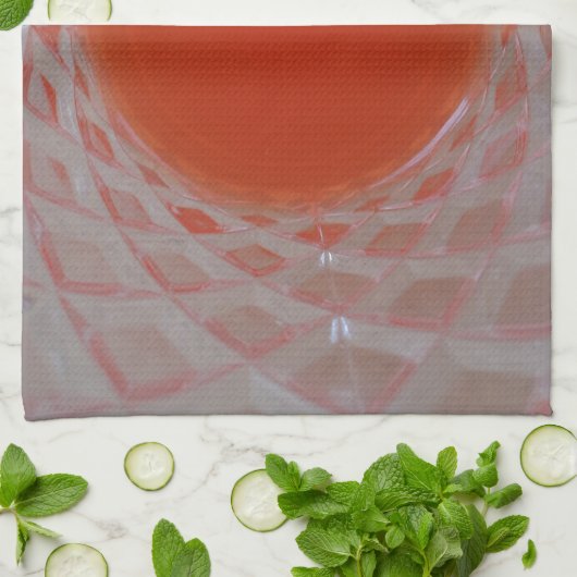 結晶ガラスの中のオレンジ色の飲料 キッチンタオル (折り畳み)