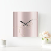 結晶バラ無限大金ゴールド。エレガント赤面 スクエア壁時計 (ホーム)