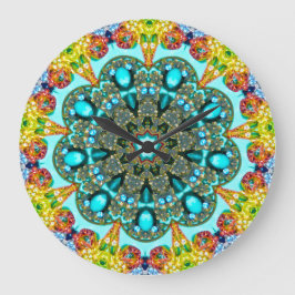 結晶リングや輪フラクタル ラージ壁時計