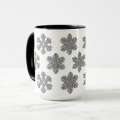 結晶凍ってい銀霜の降りた雪片 マグカップ (正面左)
