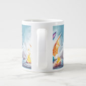 結晶化かわいいベビーブルーのドラゴン ジャンボコーヒーマグカップ (裏面)