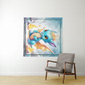 結晶化かわいいベビーブルーのドラゴン タペストリー (インサイチュ(横))