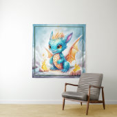 結晶化かわいいベビーブルーのドラゴン タペストリー (インサイチュ)