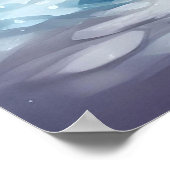 結晶化かわいいベビーブルーのドラゴン ポスター (角)