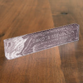 結晶化されたマヴェ瑪瑙 |ほこりっぽいバラピンクマーブル デスクネームプレート (側面)