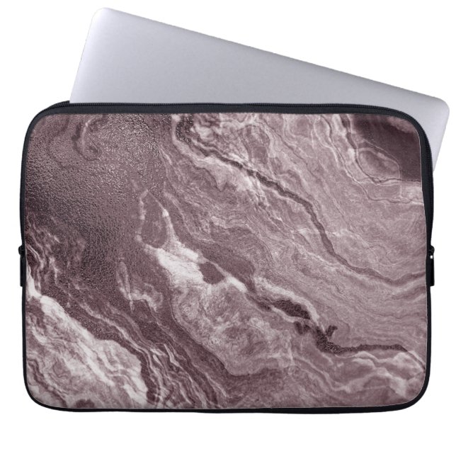 結晶化されたマヴェ瑪瑙 |ほこりっぽいバラピンクマーブル ラップトップスリーブ (正面)