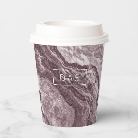 結晶化されたマヴェ瑪瑙 |ほこりっぽいバラピンクマーブル 紙コップ (裏面)