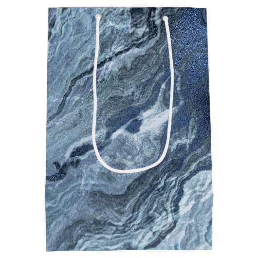 結晶化された青い瑪瑙 |ほこりっぽい石板の石灰 ミディアムペーパーバッグ (裏面)