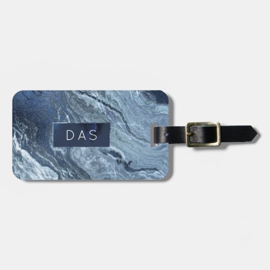 結晶化された青い瑪瑙 |ほこりっぽい石板の石灰 ラゲッジタグ (正面横)