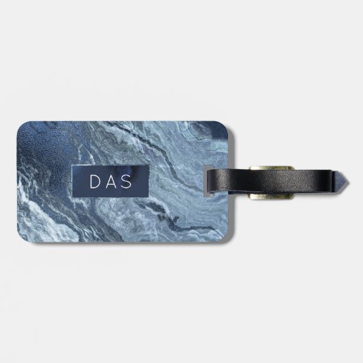 結晶化された青い瑪瑙 |ほこりっぽい石板の石灰 ラゲッジタグ (裏面横)