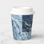 結晶化された青い瑪瑙 |ほこりっぽい石板の石灰 紙コップ (右)