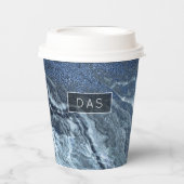 結晶化された青い瑪瑙 |ほこりっぽい石板の石灰 紙コップ (正面)