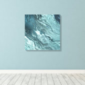 結晶化ティール(緑がかった色)瑪瑙 |ダークアクア丸石 キャンバスプリント (インサイチュ (ウッドフロア))