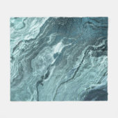 結晶化ティール（緑がかった色）瑪瑙 |ダークアクア丸石 フリースブランケット (正面(横))