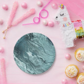 結晶化ティール（緑がかった色）瑪瑙 |ダークアクア丸石 ペーパープレート (パーティー)