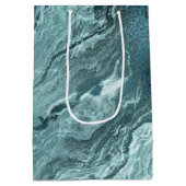 結晶化ティール（緑がかった色）瑪瑙 |ダークアクア丸石 ミディアムペーパーバッグ (裏面)