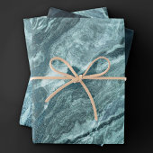 結晶化ティール（緑がかった色）瑪瑙 |ダークアクア丸石 ラッピングペーパーシート