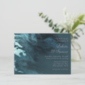 結晶化ティール（緑がかった色）瑪瑙 |ダークアクア丸石 招待状 (スタンド正面)