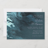 結晶化ティール（緑がかった色）瑪瑙 |ダークアクア丸石 招待状 (正面)