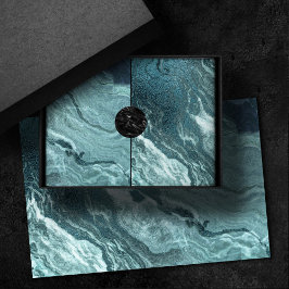 結晶化ティール（緑がかった色）瑪瑙 |ダークアクア丸石 薄葉紙